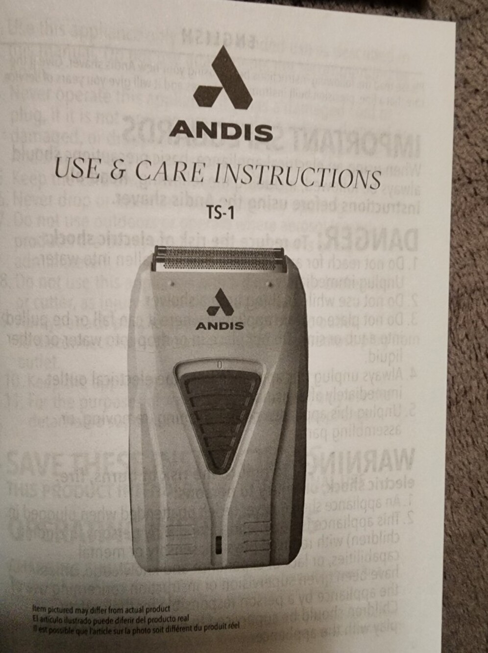 Andis PROFOIL Professional Lithium Titanium Foil Shaver TS-1 #17235 - Picture 9 of 11